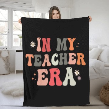 Discover In my Teacher Era Funny Groovy Back to school Gift Fleece Blankets