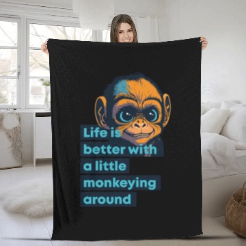 Discover Ape, life is better with a little monkeying around Fleece Blankets