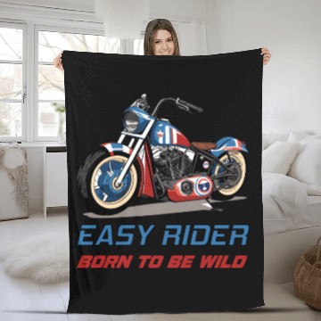 Discover Easy Rider Motorcycle Chopper Stars and Stripes Fleece Blankets