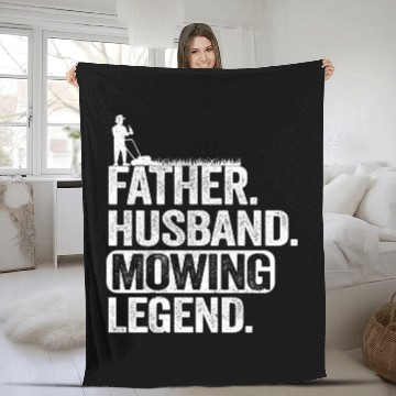 Discover Father Husband Lawn Mowing Legend Gardening Dad Fleece Blankets