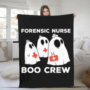 Discover Forensic Nurse Boo Crew Halloween Ghost Fleece Blankets