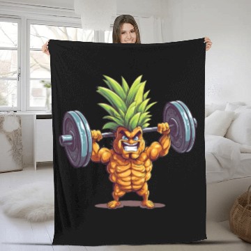 Discover Pineapple with dumbbell Fleece Blankets