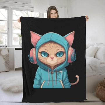 Discover Music lover cat Fleece Blankets
