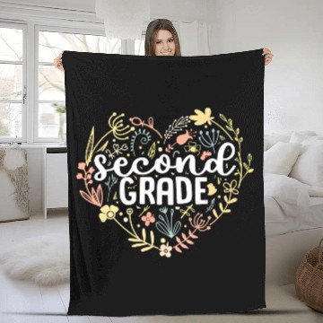Discover 2nd Second Grade Floral Heart Back To School Fleece Blankets