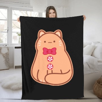 Discover Gingerbread Cat Fleece Blankets