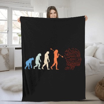 Discover Artificial Intelligence Evolution - Funny AI Evolu Fleece Blankets