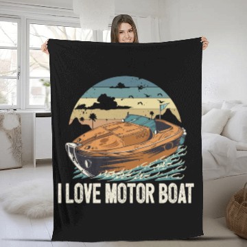 Discover I Love Motor Boat Parade Motorboating Quote Fleece Blankets