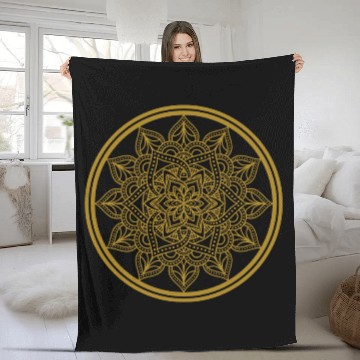 Discover Mandala Gold Art Fleece Blankets