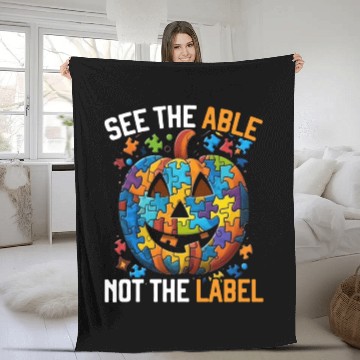 Discover Autism Halloween Trick Or Treat Autism Awareness Fleece Blankets