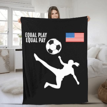 Discover Soccer Equal Play Equal Pay American Flag Fleece Blankets