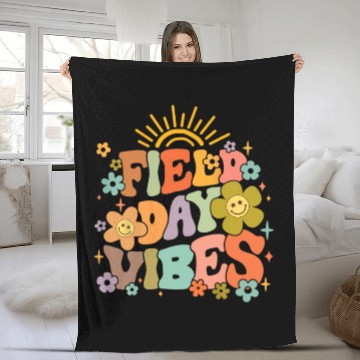 Discover Field Day Vibes Summer Teacher Last Day Of School Fleece Blankets