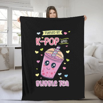 Discover Kpop And Bubble Tea Korean Music Tapioca Boba Fleece Blankets