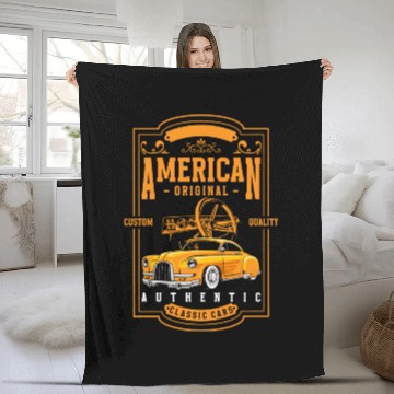 Discover Car Retro Car Mechanic Sports Car Fleece Blankets