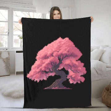 Discover Sakura Tree in full bloom Fleece Blankets