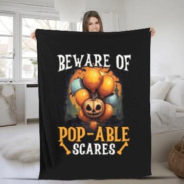 Discover Balloon Halloween Trick Or Treat Spooky Boo Ghost Fleece Blankets