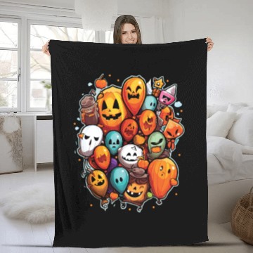 Discover Balloon Halloween Trick Or Treat Spooky Boo Ghost Fleece Blankets