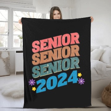 Discover Groovy Senior 2024 Back To School Graduation Class Fleece Blankets