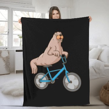 Discover Harp Seal Lover Ocean Bicycle Riding Sea Lion Seal Fleece Blankets