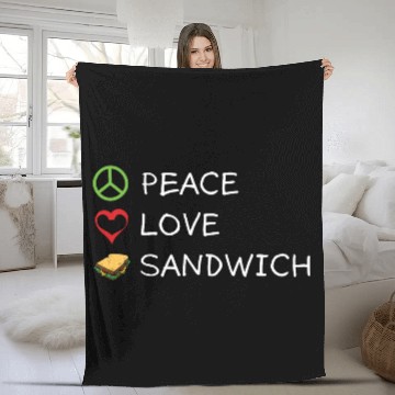 Discover Peace Love Sandwich Hippie Sandwich Lover Fleece Blankets