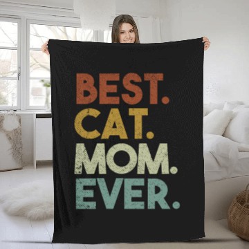 Discover Best Cat Mom Ever Crazy Cat Lady Fleece Blankets