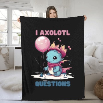 Discover I Axolotl Questions Cute Axolotl Kawaii Fleece Blankets