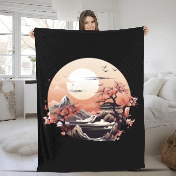 Discover Serenity in Sakura Fleece Blankets