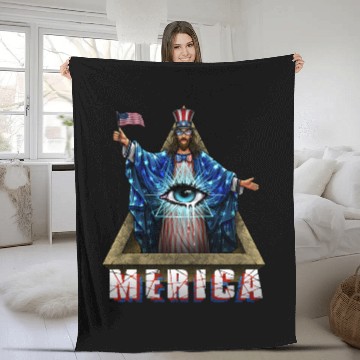 Discover Merica Jesus Patriotic and Eye of Providence Fleece Blankets