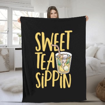 Discover Sweet Tea Sippin Iced Tea Drink Ice Tea Fleece Blankets