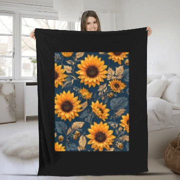 Discover cool a sunflower pattern designed cute Fleece Blankets