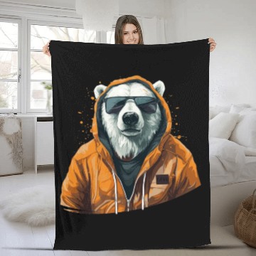 Discover Street Style Polar Bear | Polar Bear Lovers Fleece Blankets