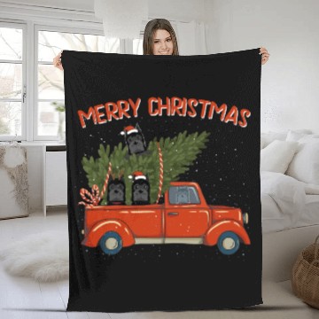 Discover Cane Corso Xmas Vintage Red Pickup Retro Truck Fleece Blankets
