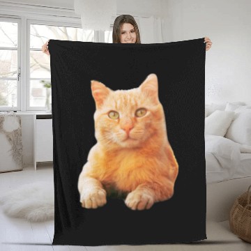 Discover Orange Cat Fleece Blankets