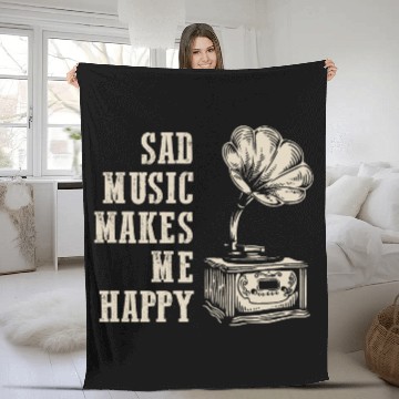 Discover Vintage Melancholy: Sad Music Makes Me Happy Fleece Blankets