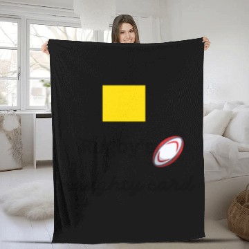 Discover Rugby s naughty card, yellow card Fleece Blankets