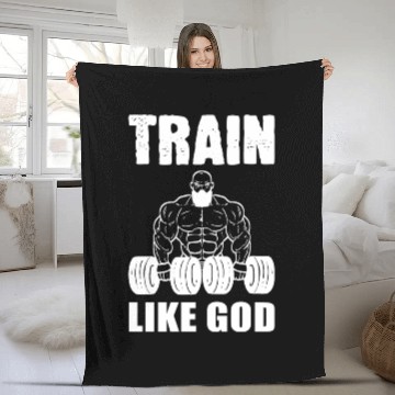 Discover Train Like God Gym Instructor Gift Fleece Blankets
