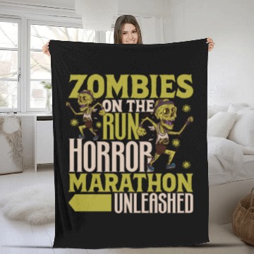 Discover Horror Zombie Runner Half Marathon Running Jogging Fleece Blankets