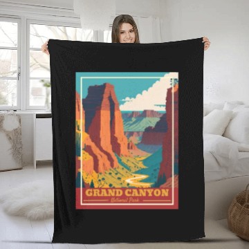 Discover Grand Canyon National Park Arizonna Vintage Fleece Blankets
