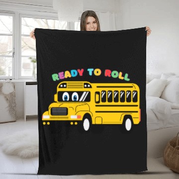 Discover Ready to Roll School Bus Fleece Blankets