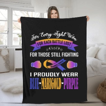 Discover I Proudly Wear Blue Marigold Purple Bladder Cancer Fleece Blankets