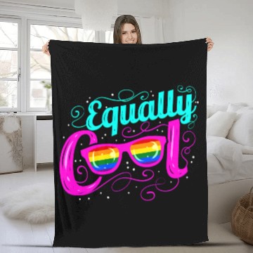 Discover Equally Cool Logo Lgbtq Transgender Gay Lesbian Fleece Blankets