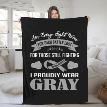 Discover I Proudly Wear Gray Brain Cancer Fleece Blankets