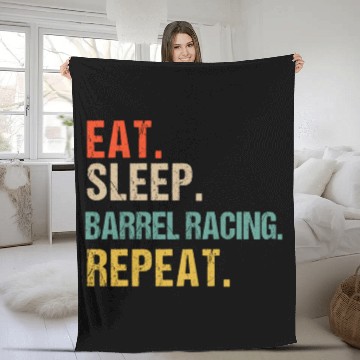 Discover Funny Eat Sleep Barrel Racing Repeat Fleece Blankets