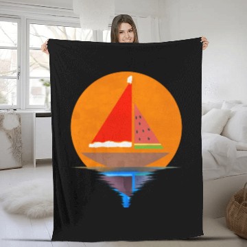Discover Sundown Sailing Ship Santas Hat Watermelon Fleece Blankets
