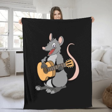 Discover Comic Opossum Playing Guitar Fleece Blankets