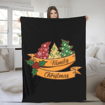 Discover Xmas Family Christmas Mistletoe Fir Tree Fleece Blankets