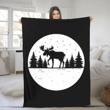 Discover Moose Forest Deer Elk Canada Nature Wilderness Fleece Blankets