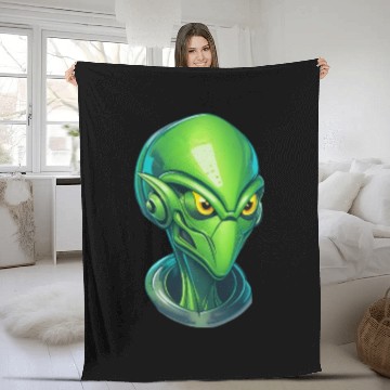 Discover Cool Alien Cyborg Head Fleece Blankets