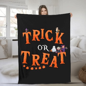 Discover Trick or Treat kids,ghost,witch and vampire ,cat Fleece Blankets