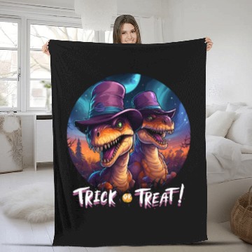 Discover Halloween Dinosaur Velociraptor Trick or Treat Fleece Blankets