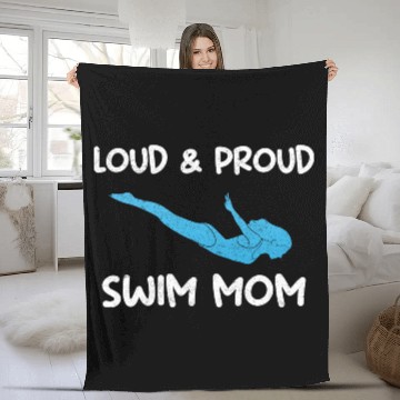 Discover Loud & Proud Swim Mom Swim Coach Fleece Blankets